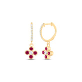1/5CTW-DIA ANA M 3/8CTW RD-RU NAT GEM CLOVER DANGLING EARRING